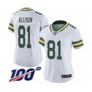 Women's Green Bay Packers #81 Geronimo Allison White Vapor Untouchable Limited Player 100th Season Football Jersey