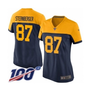 Women's Green Bay Packers #87 Jace Sternberger Limited Navy Blue Alternate 100th Season Football Jersey