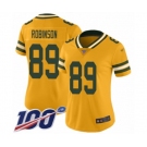 Women's Green Bay Packers #89 Dave Robinson Limited Gold Inverted Legend 100th Season Football Jersey