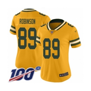 Women's Green Bay Packers #89 Dave Robinson Limited Gold Inverted Legend 100th Season Football Jersey