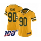 Women's Green Bay Packers #90 Montravius Adams Limited Gold Inverted Legend 100th Season Football Jersey