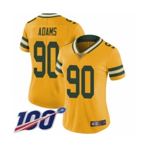 Women's Green Bay Packers #90 Montravius Adams Limited Gold Rush Vapor Untouchable 100th Season Football Jersey