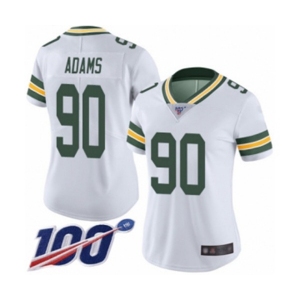 Women's Green Bay Packers #90 Montravius Adams White Vapor Untouchable Limited Player 100th Season Football Jersey