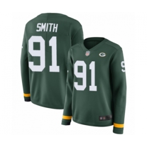 Women's Green Bay Packers #91 Preston Smith Limited Green Therma Long Sleeve Football Jersey