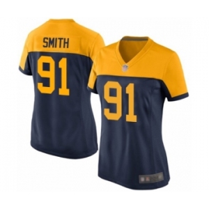 Women's Green Bay Packers #91 Preston Smith Limited Navy Blue Alternate Football Jersey