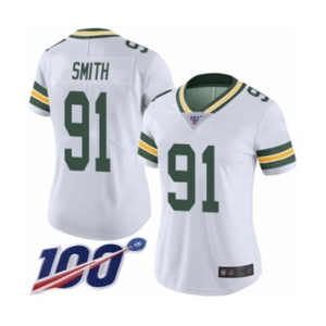 Women's Green Bay Packers #91 Preston Smith White Vapor Untouchable Limited Player 100th Season Football Jersey