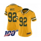 Women's Green Bay Packers #92 Reggie White Limited Gold Inverted Legend 100th Season Football Jersey
