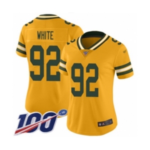 Women's Green Bay Packers #92 Reggie White Limited Gold Inverted Legend 100th Season Football Jersey