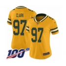 Women's Green Bay Packers #97 Kenny Clark Limited Gold Inverted Legend 100th Season Football Jersey