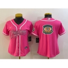 Women's Green Bay Packers Pink Team Big Logo With Patch Cool Base Stitched Baseball Jersey