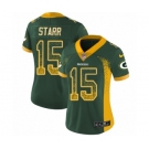 Women's Nike Green Bay Packers #15 Bart Starr Limited Green Rush Drift Fashion NFL Jersey