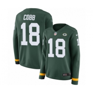 Women's Nike Green Bay Packers #18 Randall Cobb Limited Green Therma Long Sleeve NFL Jersey