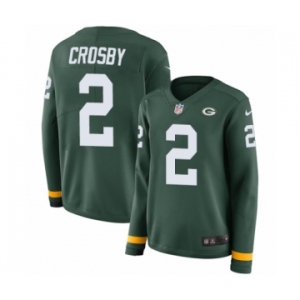 Women's Nike Green Bay Packers #2 Mason Crosby Limited Green Therma Long Sleeve NFL Jersey