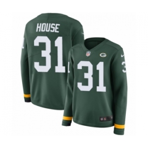 Women's Nike Green Bay Packers #31 Davon House Limited Green Therma Long Sleeve NFL Jersey