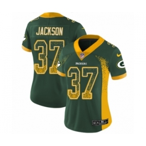 Women's Nike Green Bay Packers #37 Josh Jackson Limited Green Rush Drift Fashion NFL Jersey