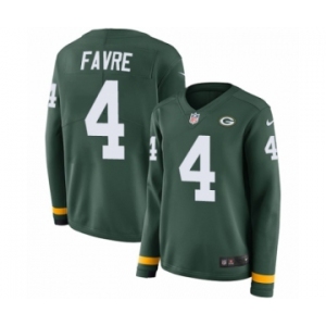 Women's Nike Green Bay Packers #4 Brett Favre Limited Green Therma Long Sleeve NFL Jersey