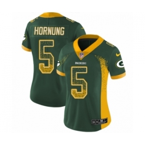 Women's Nike Green Bay Packers #5 Paul Hornung Limited Green Rush Drift Fashion NFL Jersey