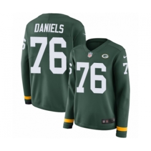 Women's Nike Green Bay Packers #76 Mike Daniels Limited Green Therma Long Sleeve NFL Jersey