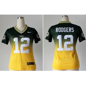nike women nfl jerseys green bay packers #12 aaron rodgers green-yellow[Elite drift fashion][second version]