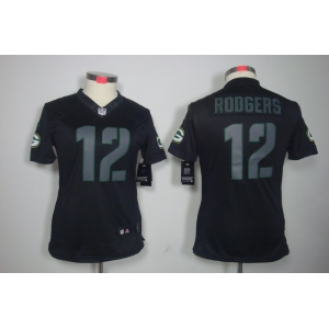 nike women nfl jerseys green bay packers #12 rodgers black[nike impact limited]
