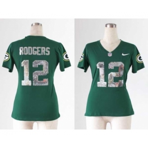nike women nfl jerseys green bay packers #12 rodgers green[刺绣亮片]