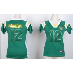 nike women nfl jerseys green bay packers #12 rodgers green[fashion Rhinestone sequins]