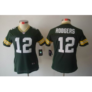 nike women nfl jerseys green bay packers #12 rodgers green[nike limited]