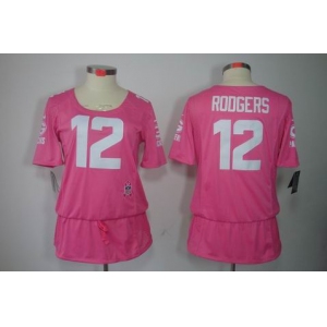 nike women nfl jerseys green bay packers #12 rodgers pink[breast cancer awareness]