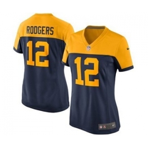 nike women nfl jerseys green bay packers #12 rodgers yellow-blue[nike]