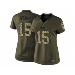 nike women nfl jerseys green bay packers #15 bart starr army green[nike Limited Salute To Service]