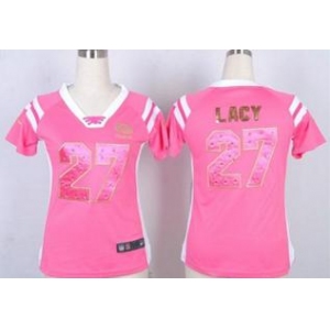 nike women nfl jerseys green bay packers #27 eddie lacy pink[fashion Rhinestone sequins]