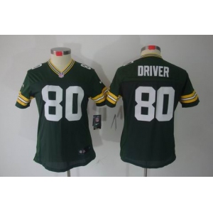 nike women nfl jerseys green bay packers #80 driver green[nike limited]
