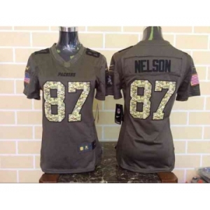 nike women nfl jerseys green bay packers #87 jordy nelson army green[nike Limited Salute To Service]