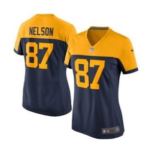 nike women nfl jerseys green bay packers #87 jordy nelson yellow-blue[nike]