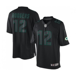 Youth Green Bay Packers #12 Aaron Rodgers Limited Black Impact Football Jersey