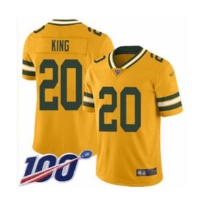 Youth Green Bay Packers #20 Kevin King Limited Gold Inverted Legend 100th Season Football Jersey