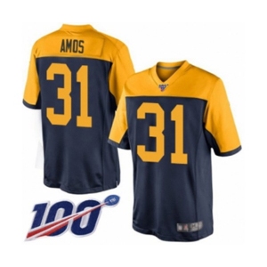 Youth Green Bay Packers #31 Adrian Amos Limited Navy Blue Alternate 100th Season Football Jersey