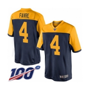 Youth Green Bay Packers #4 Brett Favre Limited Navy Blue Alternate 100th Season Football Jersey