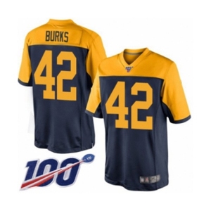Youth Green Bay Packers #42 Oren Burks Limited Navy Blue Alternate 100th Season Football Jersey