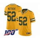 Youth Green Bay Packers #52 Clay Matthews Limited Gold Inverted Legend 100th Season Football Jersey