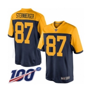 Youth Green Bay Packers #87 Jace Sternberger Limited Navy Blue Alternate 100th Season Football Jersey