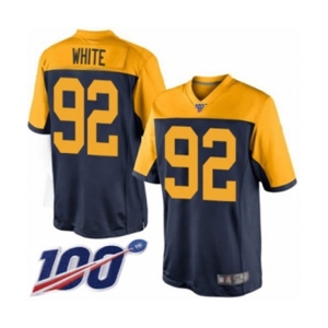 Youth Green Bay Packers #92 Reggie White Limited Navy Blue Alternate 100th Season Football Jersey