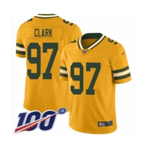 Youth Green Bay Packers #97 Kenny Clark Limited Gold Inverted Legend 100th Season Football Jersey