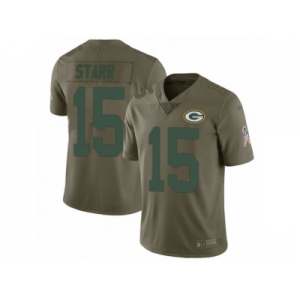Youth Nike Green Bay Packers #15 Bart Starr Limited Olive 2017 Salute to Service NFL Jersey