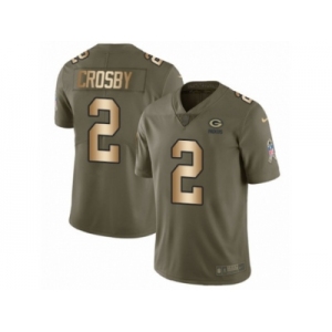 Youth Nike Green Bay Packers #2 Mason Crosby Limited Olive Gold 2017 Salute to Service NFL Jersey