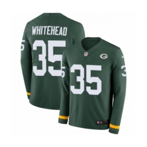 Youth Nike Green Bay Packers #35 Jermaine Whitehead Limited Green Therma Long Sleeve NFL Jersey