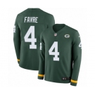 Youth Nike Green Bay Packers #4 Brett Favre Limited Green Therma Long Sleeve NFL Jersey