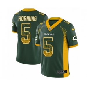 Youth Nike Green Bay Packers #5 Paul Hornung Limited Green Rush Drift Fashion NFL Jersey