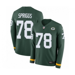 Youth Nike Green Bay Packers #78 Jason Spriggs Limited Green Therma Long Sleeve NFL Jersey
