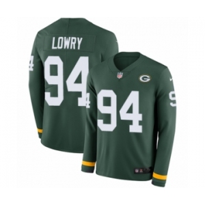 Youth Nike Green Bay Packers #94 Dean Lowry Limited Green Therma Long Sleeve NFL Jersey